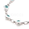 Enamel Heart with Evil Eye Link Chains Bracelet BJEW-P271-07P-3