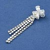 Bowknot Brass Rhinestone Tassel Big Pendants KK-I715-02S-03-2