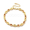 Enamel Evil Eye & Cubic Zirconia Rectangle Link Chain Bracelet BJEW-C029-02G-10-3