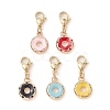 Donut Alloy Enamel Pendant Decorations HJEW-JM01913-1