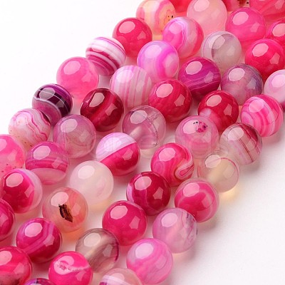 Natural Striped Agate/Banded Agate Beads Strands X-G-D845-01C-8mm-1