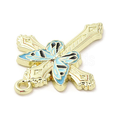 Light Gold Plated Alloy Enamel Pendants ENAM-L041-04A-1