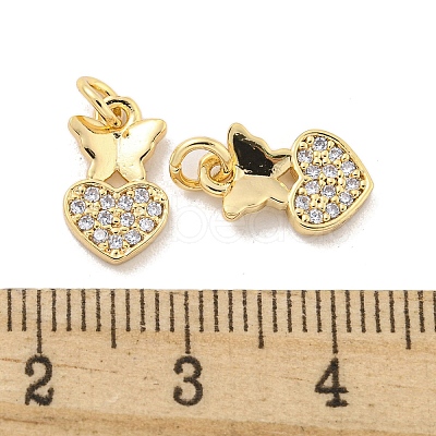 Brass Micro Pave Clear Cubic Zirconia Charms KK-Z044-22G-1