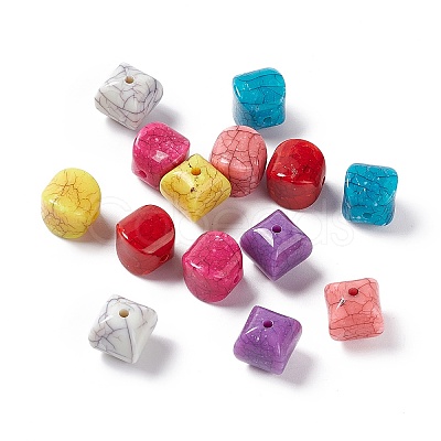 Crackle Opaque Acrylic Beads OACR-C006-10-1