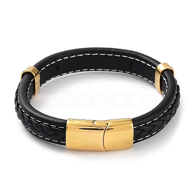 Leather Cord Bracelets BJEW-M406-02G-1