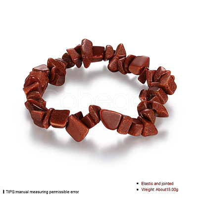 Synthetic Goldstone Chips Stretch Bracelets BJEW-BB16534-H-1