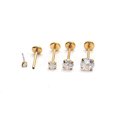 Titanium Steel Clear Cubic Zirconia Threadless Labret Stud WG18B1C-12-1