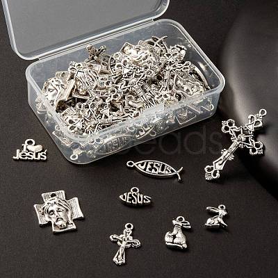 80Pcs 8 Style Tibetan Style Alloy Pendants X1-FIND-LS0001-41AS-1