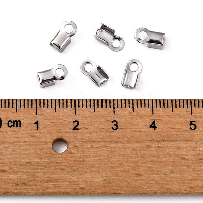 Tarnish Resistant 304 Stainless Steel Fold Over Crimp Cord Ends X-STAS-M009-01B-1