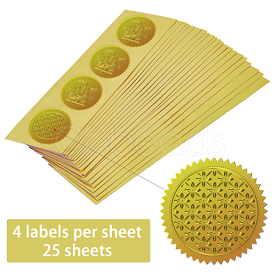 Self Adhesive Gold Foil Embossed Stickers DIY-WH0211-360-1