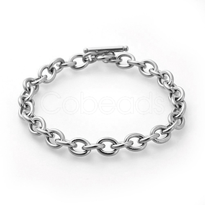 Tarnish Resistant 304 Stainless Steel Cable Chain Bracelets BJEW-G618-04P-1