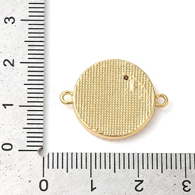 Rack Plating Brass Micro Pave Clear Cubic Zirconia Flat Round with Moon Connector Charms KK-K385-088G-1