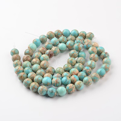 Natural Imperial Jasper Beads Strands X-G-I122-8mm-12-1