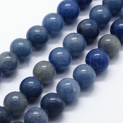 Dyed & Heated Natural Blue Aventurine Beads Strands G-I199-24-10mm-1