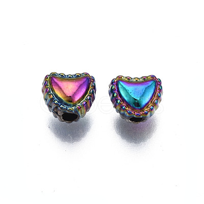 Rack Plating Rainbow Color Alloy Beads PALLOY-S180-341-1