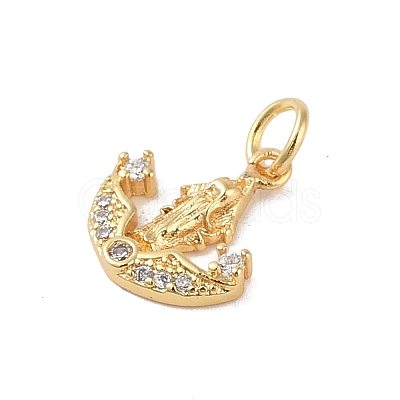 Brass Micro Pave Clear Cubic Zirconia Charms KK-E111-32I-G-1