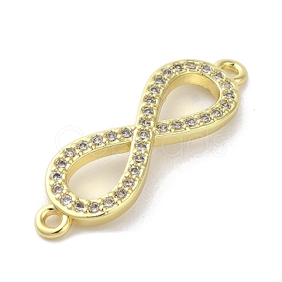 Rack Plating Brass Micro Pave Clear Cubic Zirconia Infinity Connector Charms KK-C052-42B-G-1