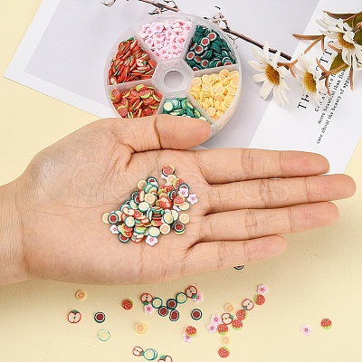 1800Pcs 6 Style Fruit Theme Handmade Polymer Clay Nail Art Decoration CLAY-YW0001-23-1