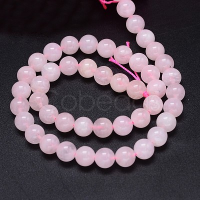 Round Natural Grade A Madagascar Rose Quartz Beads Strands G-F222-40-8mm-1