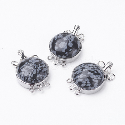 Natural Snowflake Obsidian Box Clasps G-E427-01P-1