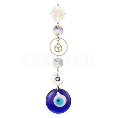 Handmade Lampwork Evil Eye Pendants Decoration HJEW-JM01120-1