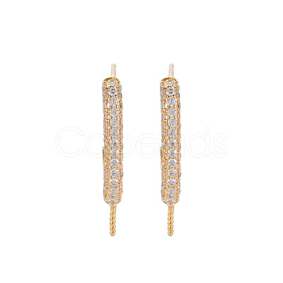 Brass Micro Pave Clear Cubic Zirconia Stud Earring Hooks KK-S356-661-NF-1