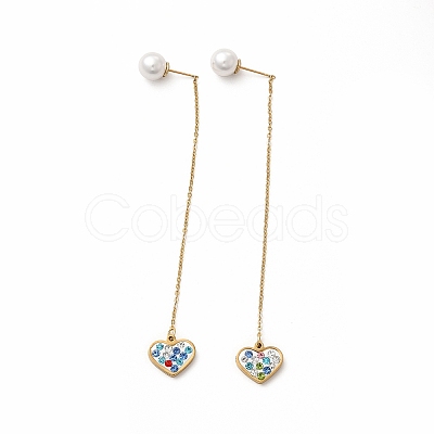 Rhinestone Geometry Dangle Stud Earrings EJEW-E278-05G-04-1