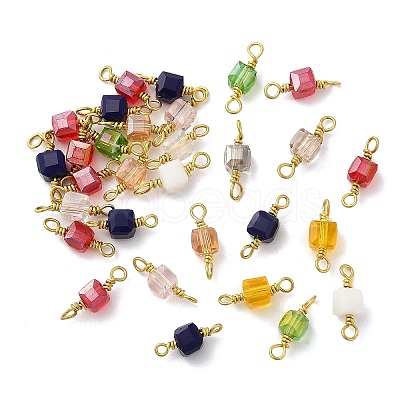 Faceted Glass Connector Charms GLAA-E046-02C-1