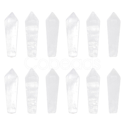 Olycraft 12Pcs Natural Quartz Crystal Pointed Beads G-OC0003-99-1