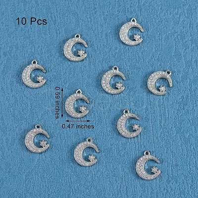 10Pcs Rack Plating Brass Micro Pave Clear Cubic Zirconia Charms ZIRC-SZ0003-12-1