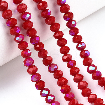 Electroplate Opaque Solid Color Glass Beads Strands EGLA-A034-P6mm-L21-1