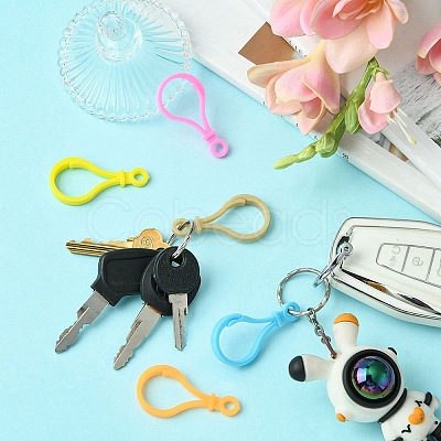 Opaque Solid Color Bulb Shaped Plastic Push Gate Snap Keychain Clasp Findings KY-YW0001-55-1