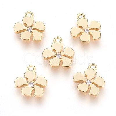 Brass Micro Pave Cubic Zirconia Charms X-ZIRC-Q014-002G-1