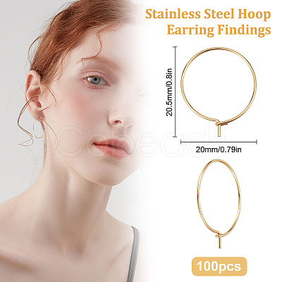 Beebeecraft 100Pcs 316 Surgical Stainless Steel Hoop Earring Findings STAS-BBC0002-01-1