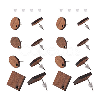 Coconut Brown Wood Stud Earring Findings EJEW-TA0010-06P-1