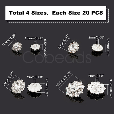 AHADERMAKER 80Pcs 4 Style Alloy Rhinestone Shank Buttons DIY-GA0003-58-1