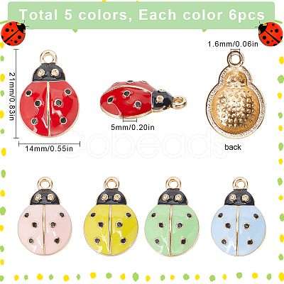 SUNNYCLUE 30Pcs 5 Colors Alloy Enamel Pendant Rhinestone Settings ENAM-SC0004-91-1