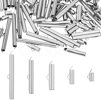 Unicraftale 100Pcs 5 Size 304 Stainless Steel Slide On End Clasp Tubes STAS-UN0044-78-1