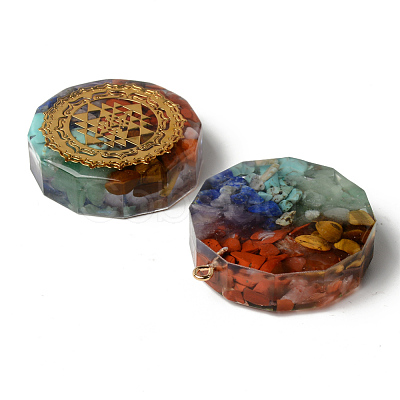 Flat Round Epoxy Resin Pendants G-R478-22D-1