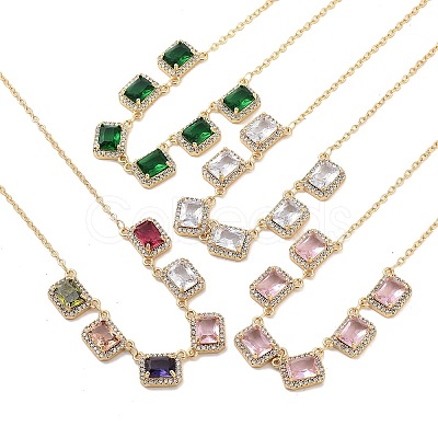 Rack Plating Brass Micro Pave Cubic Zirconia Necklaces NJEW-M215-02G-1