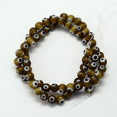 Handmade Evil Eye Lampwork Round Bead Strands LAMP-L055-10mm-02-1