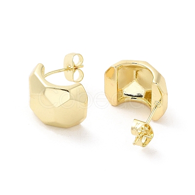 Hexagon Brass Stud Earrings EJEW-P254-03G-1