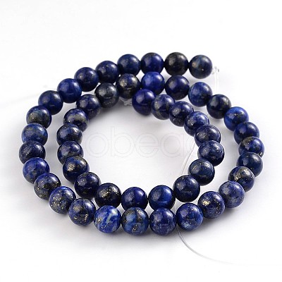 Natural Lapis Lazuli Round Bead Strands G-M230-02-8mm-1