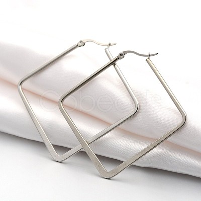 Tarnish Resistant 304 Stainless Steel Angular Hoop Earrings EJEW-P066-02C-1