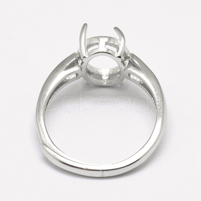 Anti-Tarnish Adjustable Rhodium Plated 925 Sterling Silver Finger Ring Components STER-P033-17P-1