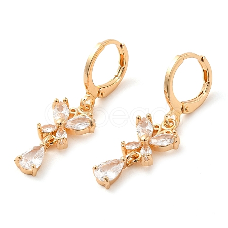 Rack Plating Golden Brass Dangle Leverback Earrings EJEW-B037-12G-1