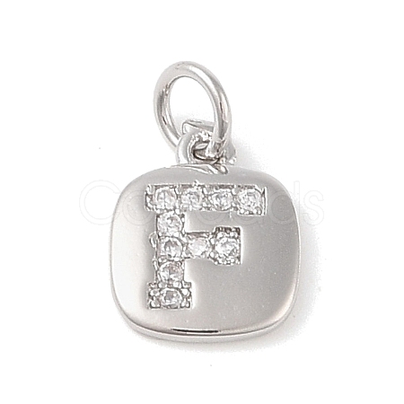 Rack Plating Brass Micro Pave CLear Cubic Zirconia Charms KK-E110-14P-F-1