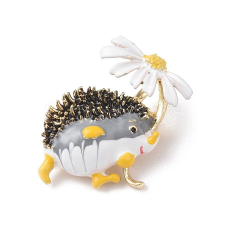 Little Daisy Hedgehog Alloy Brooch Pin for Backpack Clothes JEWB-K007-001-1