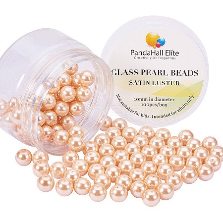 Pearlized Glass Pearl Round Beads HY-PH0001-10mm-047-1