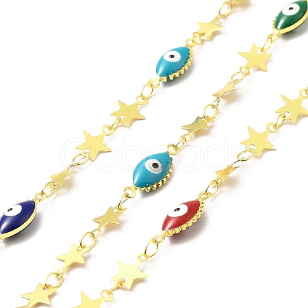 Handmade Enamel Horse Eye with Evil Eye Link Chain CHC-I045-15G-1